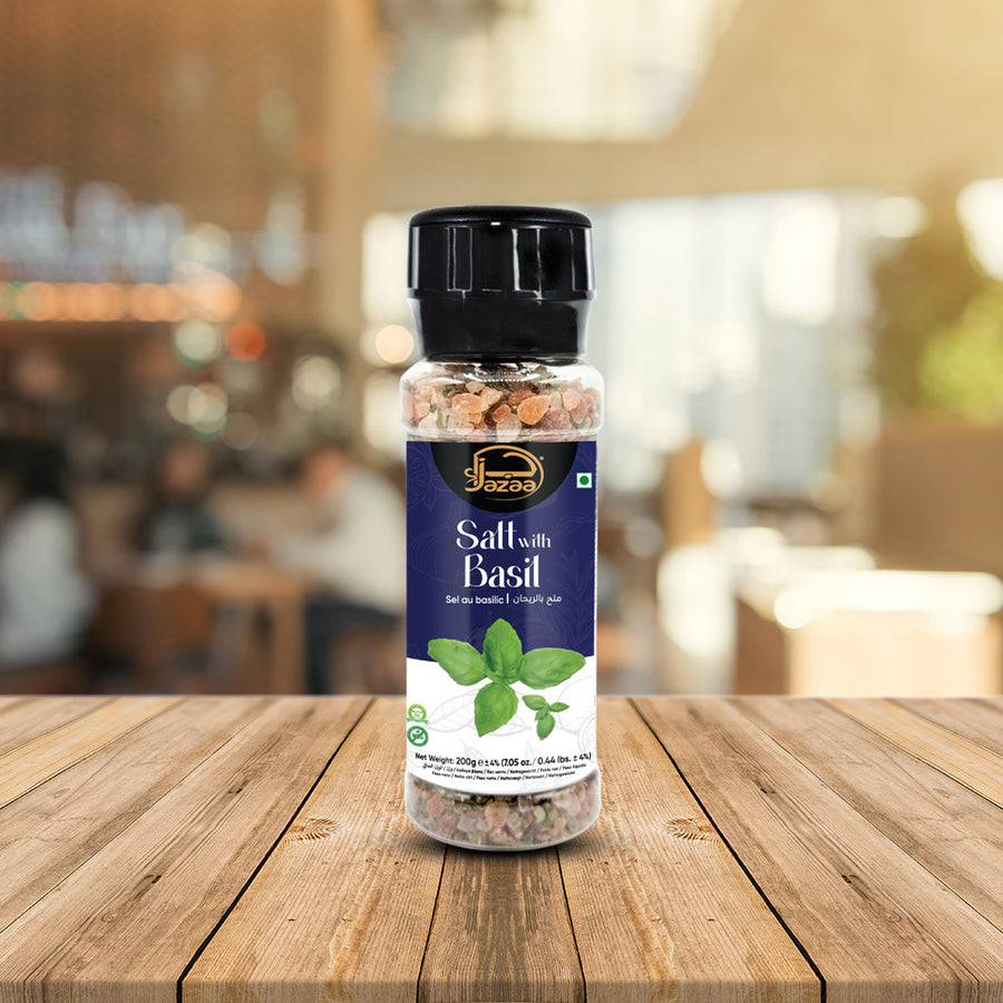 Jazaa Salt with Basil Grinder Plastic Bottle 200 gm