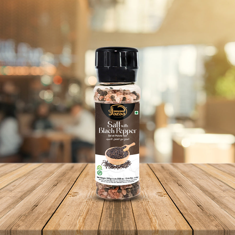Jazaa Salt with Black Pepper Grinder Plastic Bottle 200 gm