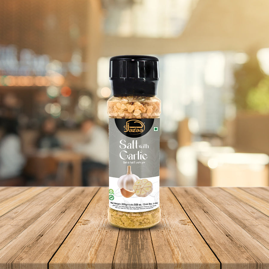 Jazaa Salt with Garlic Grinder Plastic Bottle 200 gm